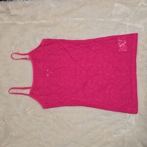 Grane Hot Pink Shear Lace Camisole Top (EUC)